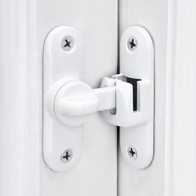 2 Packs White 90/180 Degree Barn Door Latches,Flip Gate Lock | Zinc Alloy Flip Gate Latches,Right Angle Door Lock,for bedroom,garage,sliding door,window,cabinet,drawer,pet enclosures - Image 3