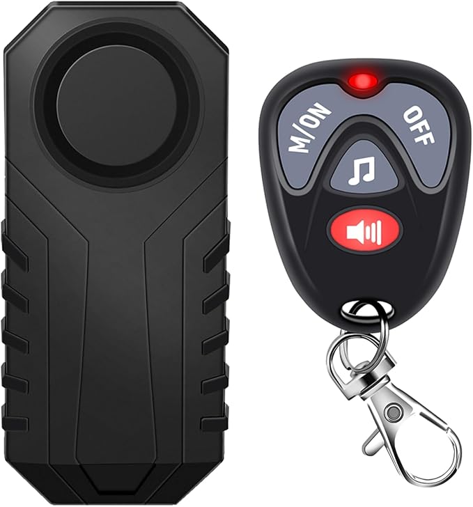 113dB Wireless Bike Alarm with Key Fob Remote,1PK | Bicycle Anti Theft Alarm with Vibration Motion Sensor,IP65 Waterproof,SOS Function,for Motorcycle,Scooter,Moped by KCMYTONER