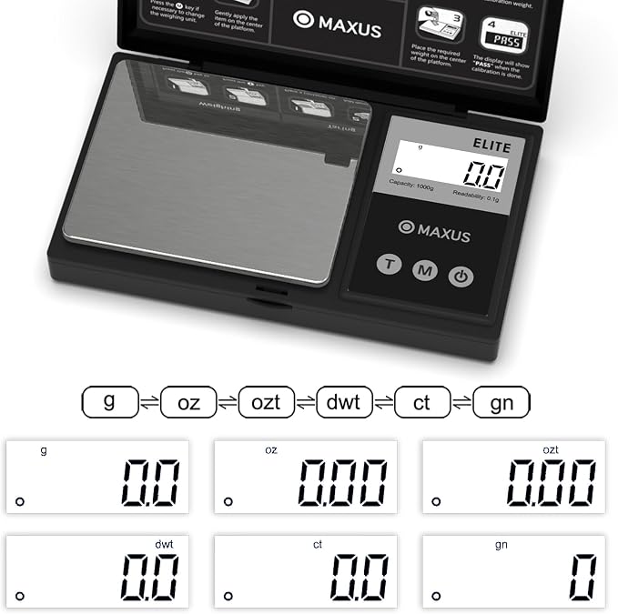 Digital Gram Scale 1000g/0.1g, Small Food Scale with Backlit LCD, Mini Pocket Scale for Jewelry | Small Food Scale with Backlit LCD, 6 Weighing Units, Tare Function - Image 6