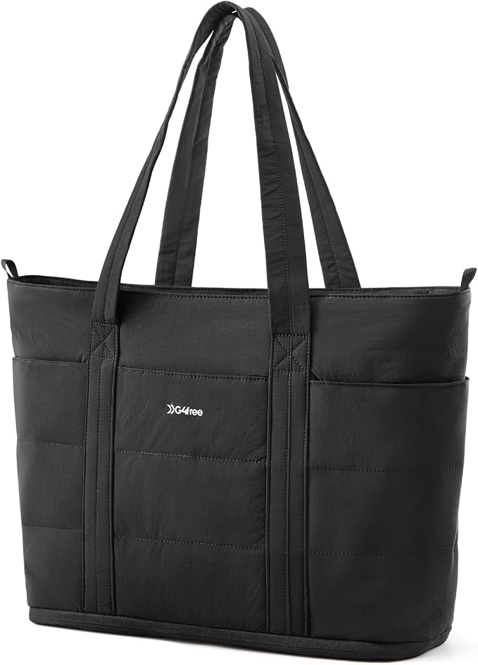 G4Free Tote Bag for Women,Puffer Work Bags with Zipper Compartments, Expandable Handbag for Travel Work Sport by G4Free