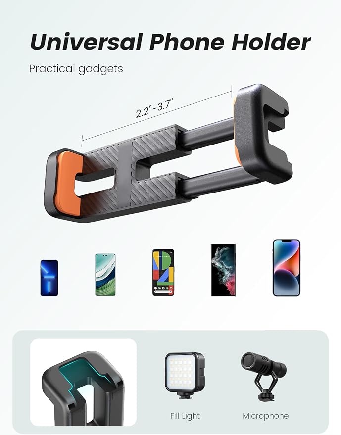 Phone Tripod with Light & Remote, 360° Rotating for Travel Use | LED light with 3 brightness levels, Fits smartphones & cameras. Great for tabletop & travel. - Image 4