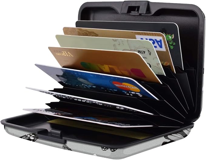 Coco Rossi Credit Card Holder RFID Aluminum Small Mini Wallet Women | Metal Wallet, Business Cards Holder, ID Case, Slim Sleeves, Womens Girls Gift, Carry Wallets for Travel, Black Butterfly - Image 2