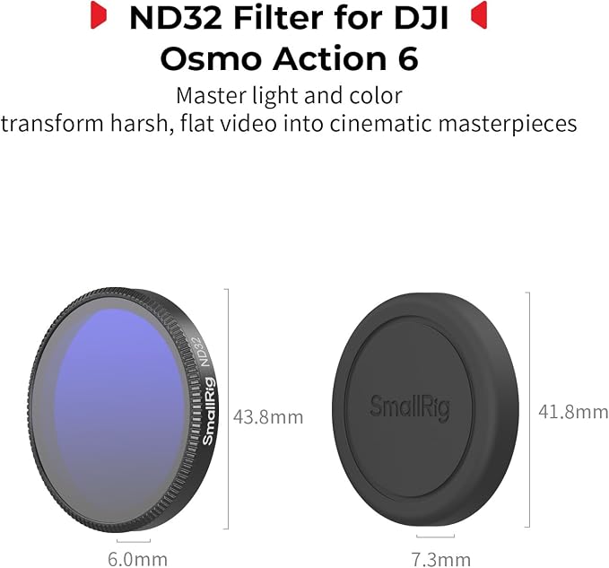 SmallRig ND32 Filter for DJI Osmo Action 6, Snap-On Polarizing Neutral Density Filter, with Lens Silicone Cover & Cleaning Cloth, HD Optical Glass/Multi-Coated - 6085 - Image 4