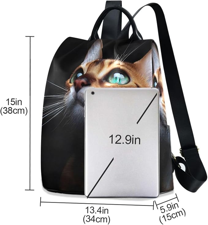 ALAZA Beautiful Bengalensis Cat Kitten Backpack Purse for Women Anti Theft Fashion Back Pack Shoulder Bag - Image 3