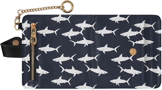 Ocean Shark Silhouette Women's Wallets RFID Blocking,Credit Card Holder Bifold Wallet,Slim Card Cases,PU Leather Travel Wallet for men Girls - Image 2