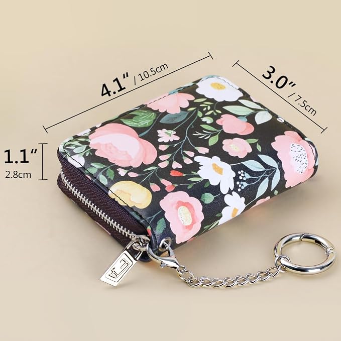 FurArt Zipper Wallet Women RFID Credit Card Holder keychain Wallet | ID Window RFID Blocking Compact Small business 15/16 slots - Image 6