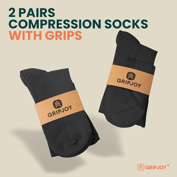 Compression Socks with Grips, 15-20mmHg, Support & Stability for Circulation, Travel, Pregnancy, Nurses - Image 2