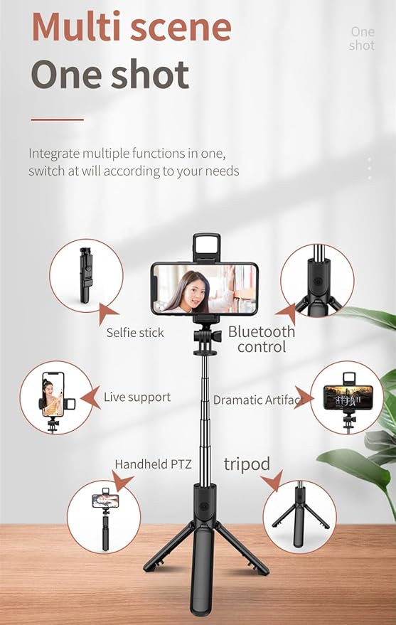 XIHAMA Selfie Stick Tripod with Light,3 in 1 Extendable Selfie Stick with Wireless Remote,Portable Phone Tripod Stand Compatible with iPhone 16 15 14,Samsung Smartphone and More - Image 3