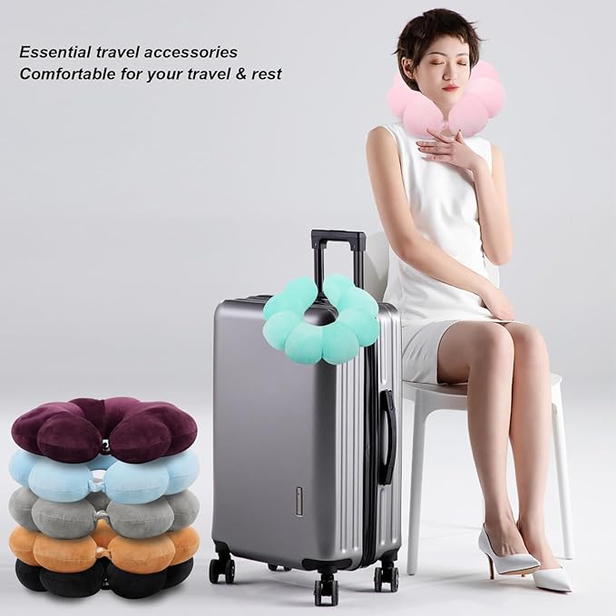 Sexysamba Flower Travel Neck Pillows for Airplanes Breathable Cotton U-Shaped Neck Pillow for Kids & Adults Head Neck Chin Support Rest Pillow for Traveling,Car,Train,Bus,Recline,Home,Office,Kahki - Image 6
