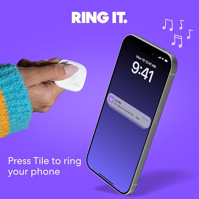 Life360 Tile - Bluetooth Tracker, Keys Finder and Item Locator for Keys, Bags and More. Phone Finder. Both iOS and Android Compatible. 1-Pack (Midnight) - Image 4