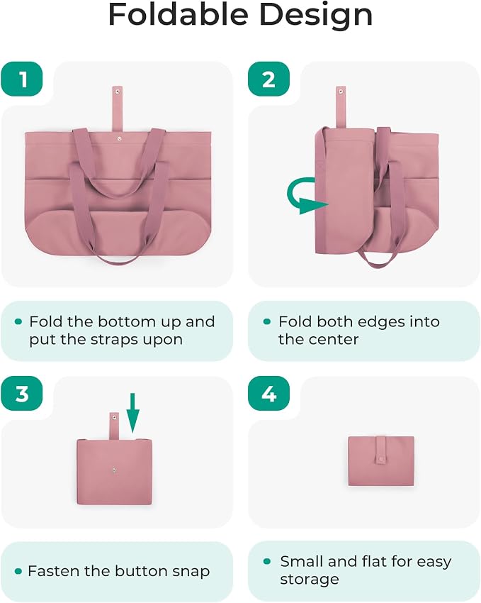 BAGSMART Tote Bag for Women, Foldable Tote Bag With Zipper Travel Shoulder Bag Handbag for Work - Image 4