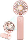 Portable Handheld Fan, Mini Desk Fan Foldable 1800mAh, 180° Ratotion, 3 Speeds, Ultra Quite, Up to 8H Long Use Time, Small Personal Cooling Fans Makeup Eyelash Fan for Women Girl by Hssio