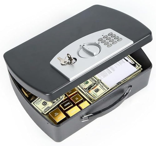 0.21 Cu Ft Portable Steel Security Safe Box with Digital Keypad | Portable Travel Safe Built With Carrying Handle, Ideal For Storing Cash, Jewelry & Documents At Home, Office And Hotel by Unknown