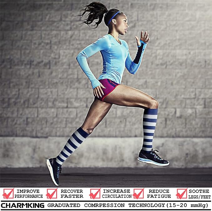 CHARMKING 6 Pairs-Compression Socks for Women & Men Circulation Best Support for Nurses, Running, Athletic,Flight Travel - Image 2