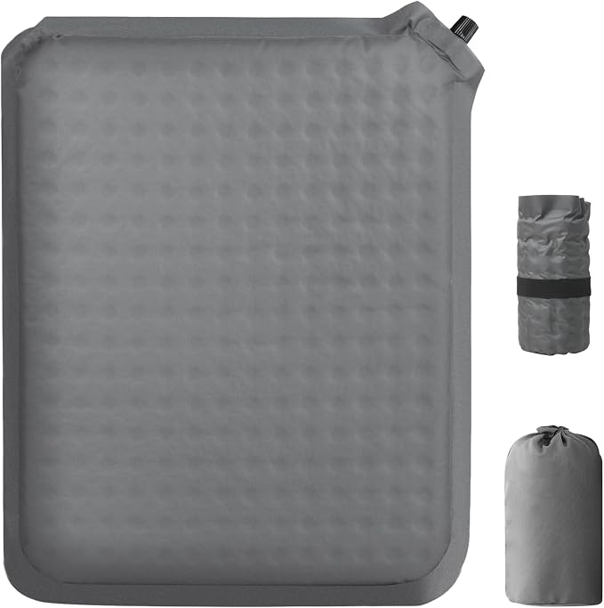 Inflatable Airplane Seat Cushion for Long Sitting Travel & Stadium | 2" memory foam core, portable & foldable, firmness adjustable, outdoor camping hiking & bleacher sit pad, flying accessories by TadpoleJump