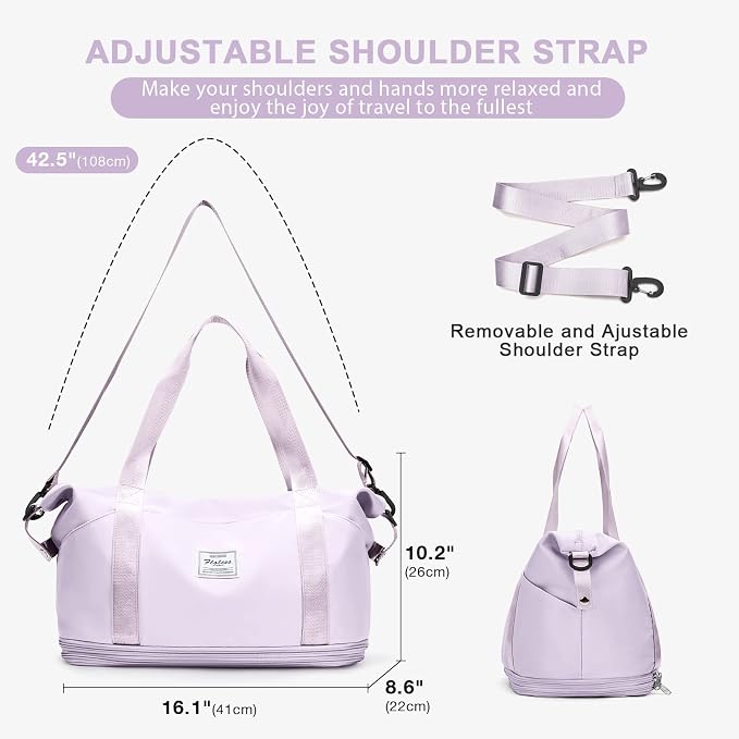 Travel Duffel Bag, Sports Tote Gym Bag, Shoulder Weekender Overnight Bag for Women - Image 2