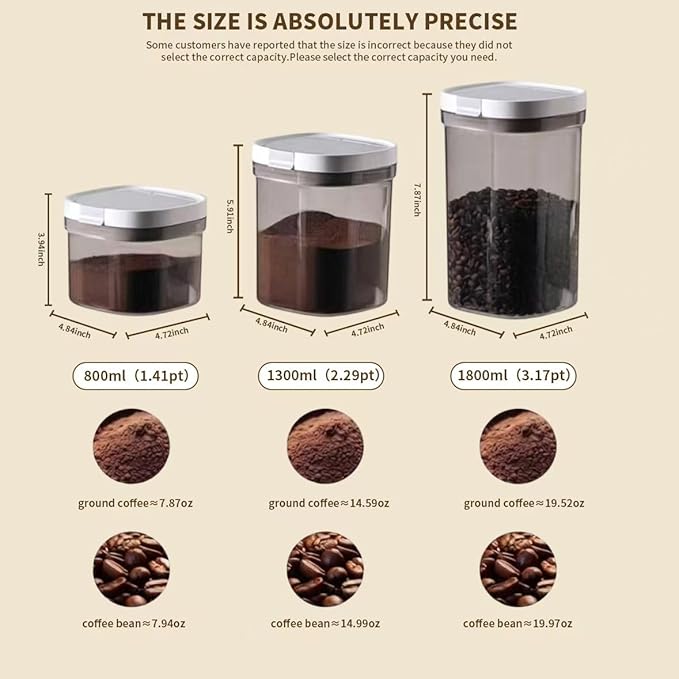8oz Coffee Canister, Airtight Storage Container, 800ml | Food Storage Container with Magnetic Scoop, Kitchen Jar for Grounds, Beans, Tea, Sugar, Flour, Cereal - Image 5