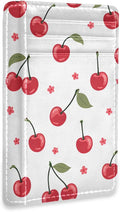 Front Pocket Minimalist Leather Slim Wallet Credit Card Holder Red Cherry for Men & Women by Unknown