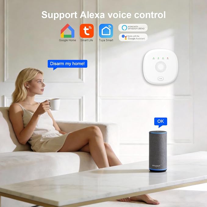 PGST Home Security Systems 12-Piece Kit (Newest Model),WiFi+GSM/4G with Mobile App Control and Alerts Wireless Smart Home or Business Security System,No Monthly Fees,Works with Alexa, Smart Life/Tuya - Image 2