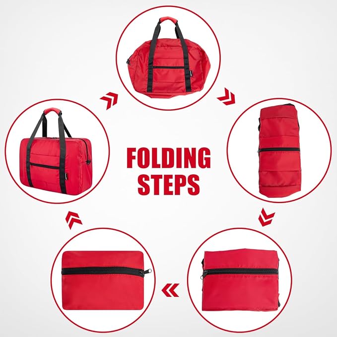 Duffle Bag for Travel Foldable Personal Item Travel Bag, 40L, Red | Carry On Duffel Bag Women Men Frontier Airlines Personal Item Bag Hospital Weekend Overnight Trips - Image 6