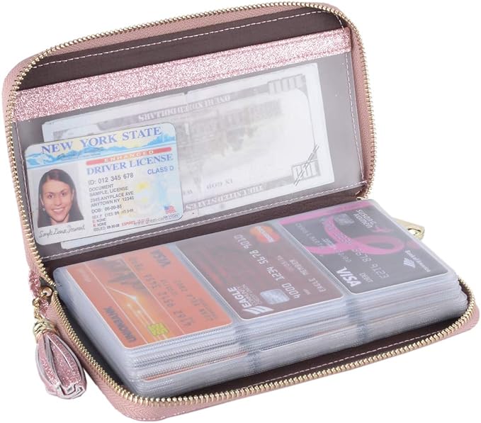 Easyoulife Credit Card Holder Wallet Womens Zipper Leather Case Purse RFID Blocking by Easyoulife