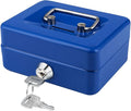 Mini Cash Box with Lock and Slot Small Cash Box with Money Tray Metal Piggy Bank Casino Safe Gamblers Lock Box 4.9" x 3.7" x 2.4" Blue by Geohiaul
