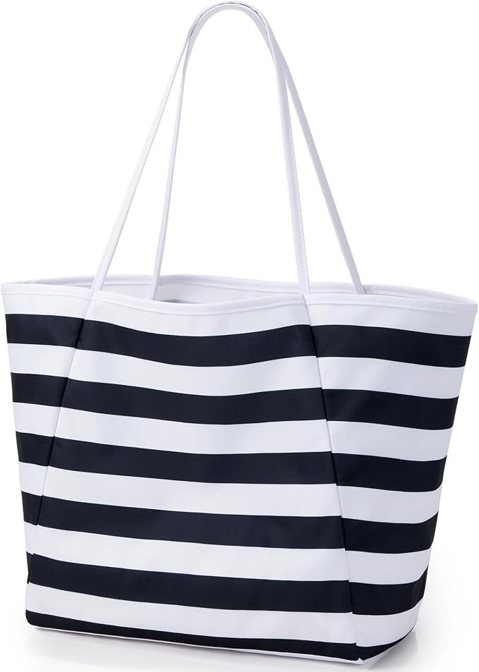 KALIDI Beach Tote Bag Women Large Waterproof Sandproof Shoulder Handbags | Foldable Grocery Bag Striped Pool Bag Lightweight Travel Purse for Picnic Travel Vacation Casual Errands Everyday Daily by KALIDIFANCYFOREST