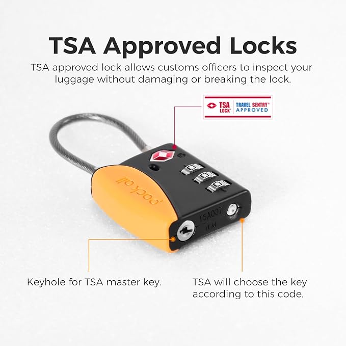 pack all TSA Approved Travel Luggage Locks, Resettable 3-Digit Code | Open Alert Indicator, Flexible Steel Cable, Zinc Alloy Body, Clear Number Dials, For Suitcase, Toolbox, Backpack, 4 Pack - Image 7