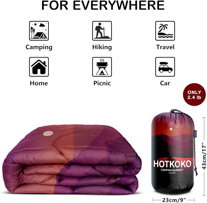 Puffy Camping Blanket,Large Camp Blanket Outdoor Camping Quilt Waterproof | Lightweight Printed Warm Packable Down Alternative Blanket for Camping,Traveling, Stadium, Hiking, Picnics - Image 7