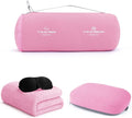 urnexttour 4-in-1 Travel Pillow & Blanket Set with Eye Mask, Memory Foam Neck Support, 50x65 Inch Blanket, Storage Bag for Airplane, Car, Train, Home Travel Pink by Urnexttour
