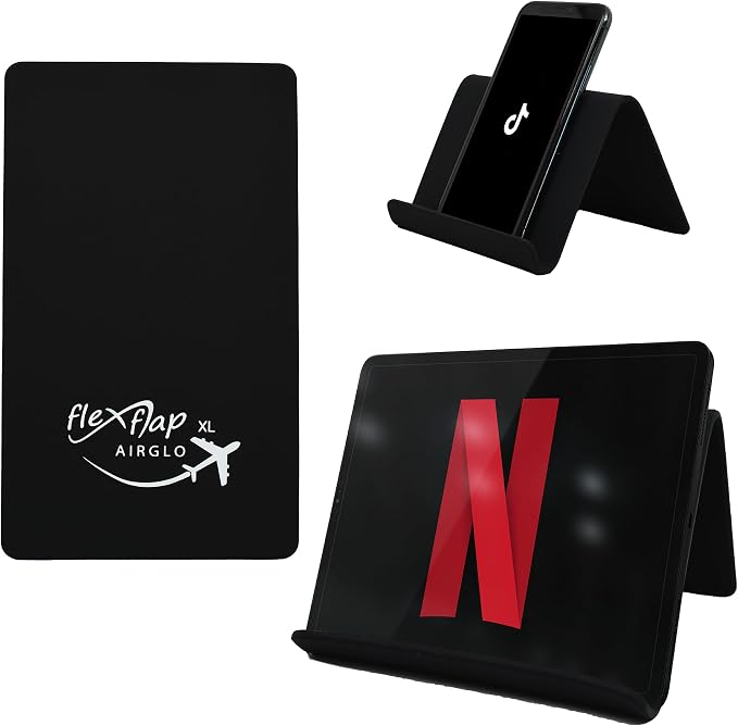 Flex Flap Cell Phone Holder & Flexible Tablet Stand for Desk, Bed, Treadmill, Home & Airplane Travel - XL by AIRGLO