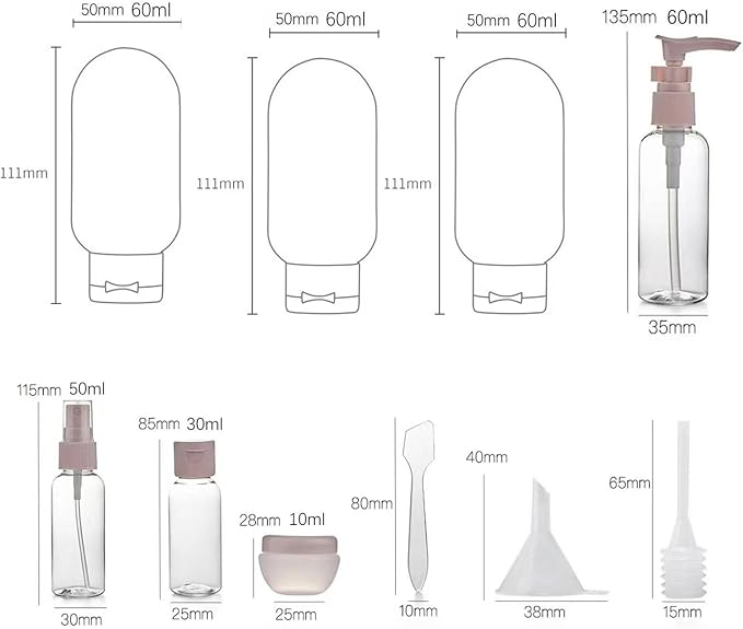 11pcs Travel Bottles for Toiletries, TSA Approved Travel Size Toiletries Containers Kit, Leak Proof Squeezable Travel Toiletry Liquid Bottles, Refillable Containers for Shampoo Conditioner Lotion - Image 2