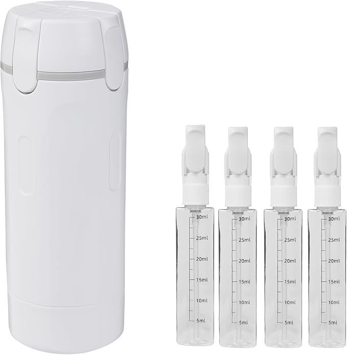 4 in 1 Travel Dispenser Bottle Refillable Leak Proof and Portable for Shampoo, Conditioner, Shower Gel & Toiletries Perfect for Vacation, Camping & Gym. (White) by Unknown