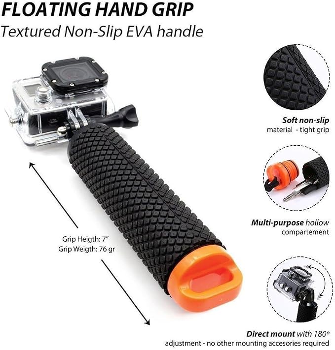 Handler Floating Grip Underwater Stick Pole for Action Camera Orange - Image 3