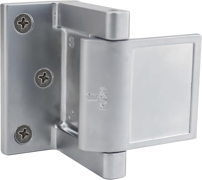 Door Security Lock Zinc Alloy, Door Lock Reinforcer Privacy Door Latch for in-Swinging Doors Extra High Resistance Home, 4pack Satin Nickel - Image 4