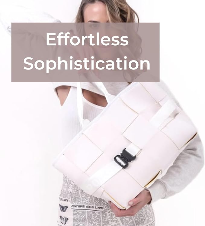 POPUPS Interwoven Large Neoprene Foldable Tote Bag, Weekender Bag for Women - Travel Crossbody Purse - Image 9