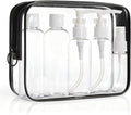 BAGSMART Clear Toiletry Bag with Refillable Travel Bottles Set, Black | 7-Pack TSA Approved Travel Bag, Water Repellent Carry on Travel Accessories Bag, Airport Airline Quart Size Bags by BAGSMART