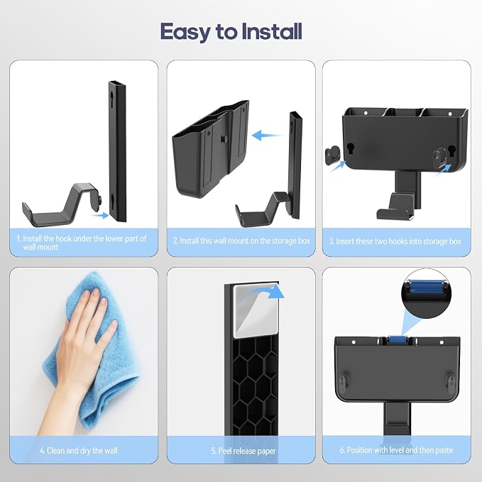 Kytok Adhesive Remote Control Holder Wall Mount with Headset Hanger, 3 in 1 Organizer TV/Fan Remote Caddy with Hook for Headphone, No Drill Controller Storage Bracket, Bed Wall Rack - Image 6