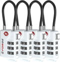 TSA Approved Cable Luggage Locks, Re-settable Combination with Alloy Body (White 4 Locks) by Forge