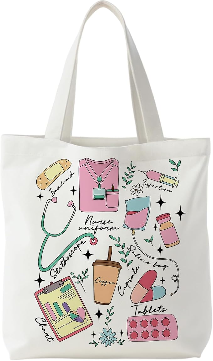 Nurse Canvas Tote Bag, Nurse Appreciation Gifts, Nursing School Gift Reusable Shopping Grocery Bags by Unknown