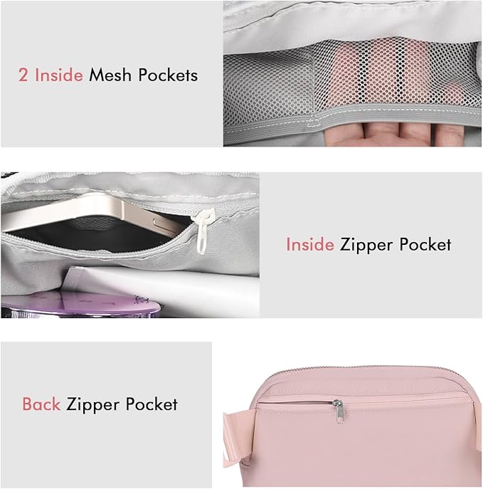 Fanny Packs Anti Theft for Women Travel, Small Belt Bag, Cute Waist Everywhere Pack for Cross Body with Adjustable Strap & Back Pocket for Mother Teens Vacation, Workout - Pink - Image 6
