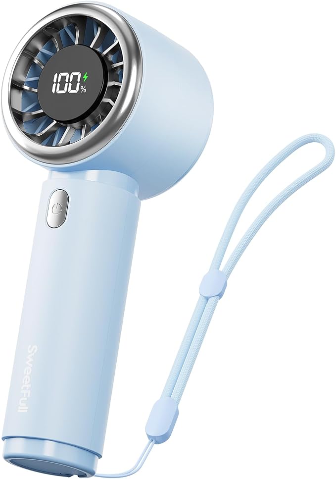 SWEETFULL Portable Handheld Fan, Mini Rechargeable Personal Hand Fan | Strong Airflow, Up to 12H, Pocket-Sized, 5 Speeds, Quiet Cooling Travel Essentials, Cute Gifts for Women, Girls, Lash, Makeup by SWEETFULL