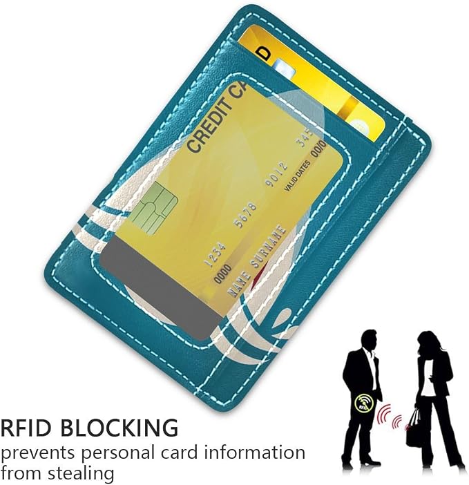 Front Pocket Minimalist Leather Slim Wallet Credit Card Holder Shark Tooth for Men & Women - Image 3