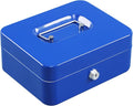 xydled Medium Cash Box with Lock, Removable Coin Tray, Steel Money Box, Blue by xydled