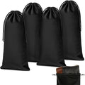 4 Pcs Flannel Cloth Shoe Bags for Travel, 8 x 17 Inches Dust Pouch with Drawstring Closure, Washable Breathable Cotton Fabric for Luggage (Black) by Amylove