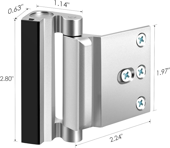 Door Reinforcement Lock for Front Door Kids Safety Latch Withstand 800 Lbs | Child Proof High Home Security Flip Extra Lock for Inward Swinging Doors Night Guardian Latches, Prevent Unauthorized Entry - Image 6