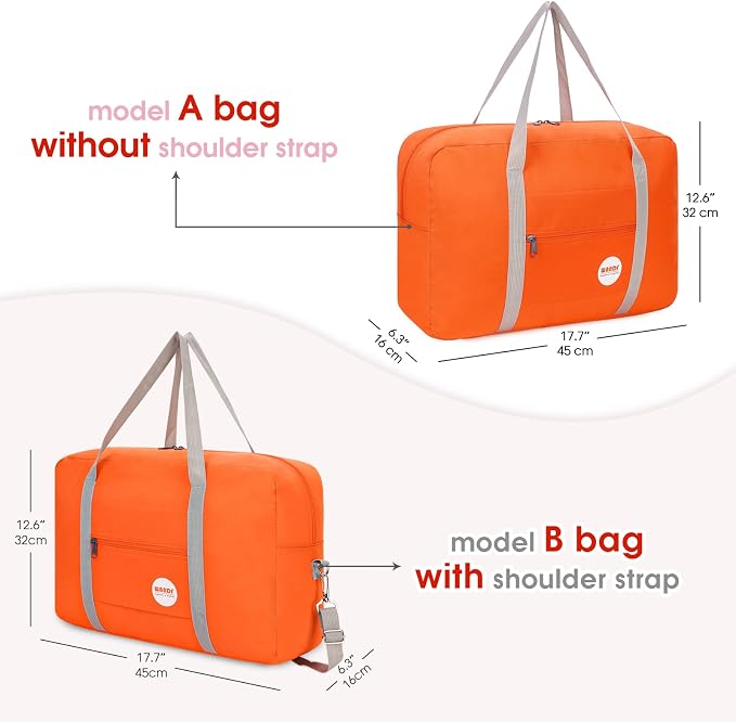 WANDF Personal Item Travel Bag, Carry On Duffle Bag Women | 18x14x8 inches, Frontier Airline Underseat Fit, Weekend Overnight Trips, Lightweight Packable - Image 3