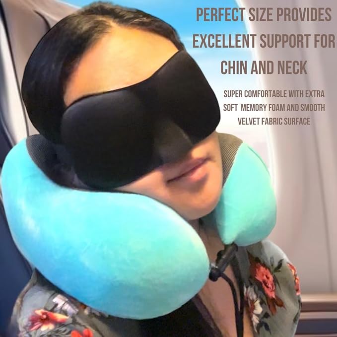 Travel Pillow - 100% Memory Foam - Travel Pillows for Airplane - Neck Pillow Airplane and Car Use - Memory Foam Travel Neck Pillow - Travel Essentials for Women and Men (Purple) - Image 5