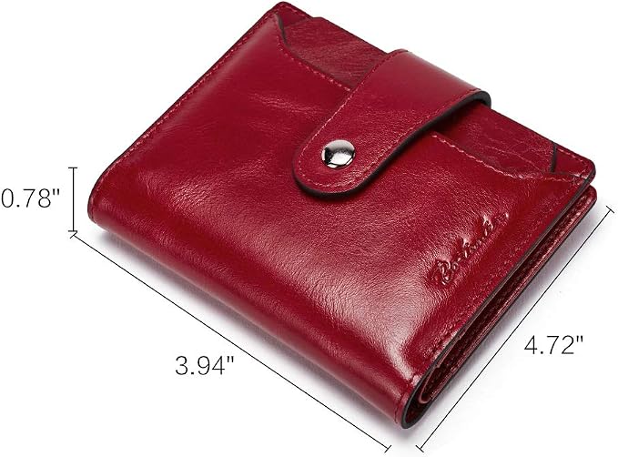 BOSTANTEN Leather Womens Wallet Small RFID Blocking Credit Card Holder | Removable ID Window, Zipper Coin Pocket, Bifold, Minimalist, Fits Small Purses, Daily Use, Ladies Gifts, Red - Image 6