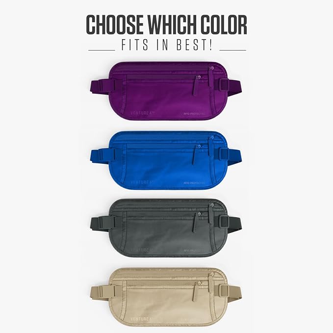 VENTURE 4TH Travel Money Belt, RFID Blocking Passport Holder - Sleek Purple - Image 8